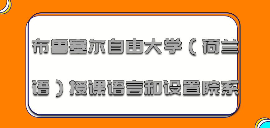 布鲁塞尔自由大学（荷兰语）mba授课的语言和设置的院系