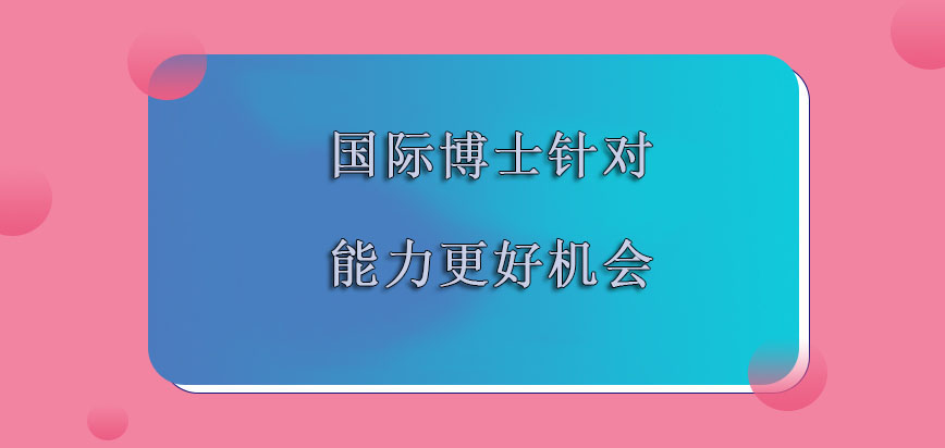 国际博士要针对考生的能力也是有更好的机会