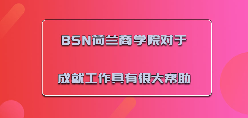 BSN荷兰商学院对于成就工作具有很大的帮助