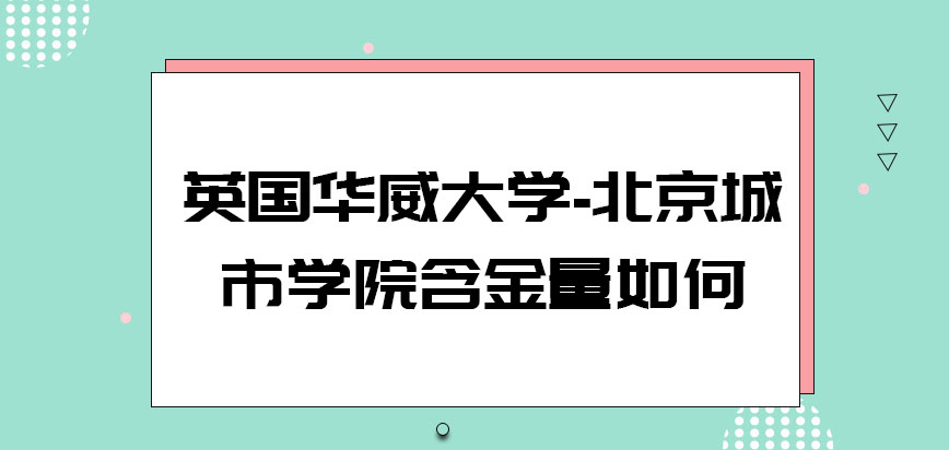 英国华威大学-北京城市学院含金量如何