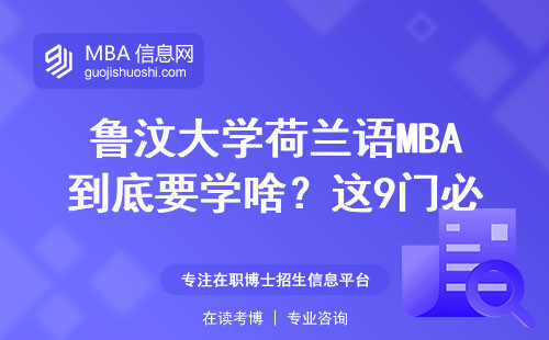 魯汶大學荷蘭語MBA到底要學啥？這9門必修課在職讀能扛住嗎？